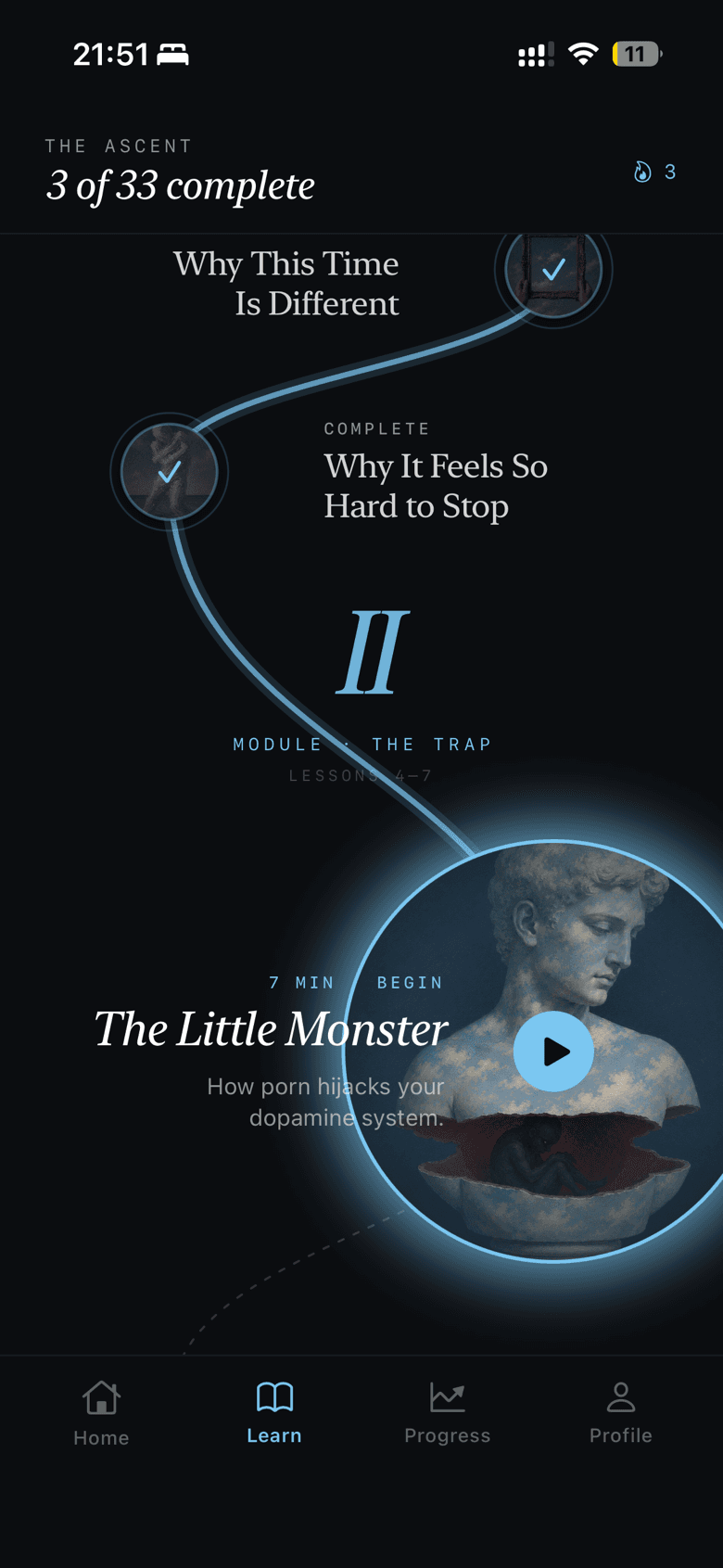 The Odyssey lesson path, three of 33 complete